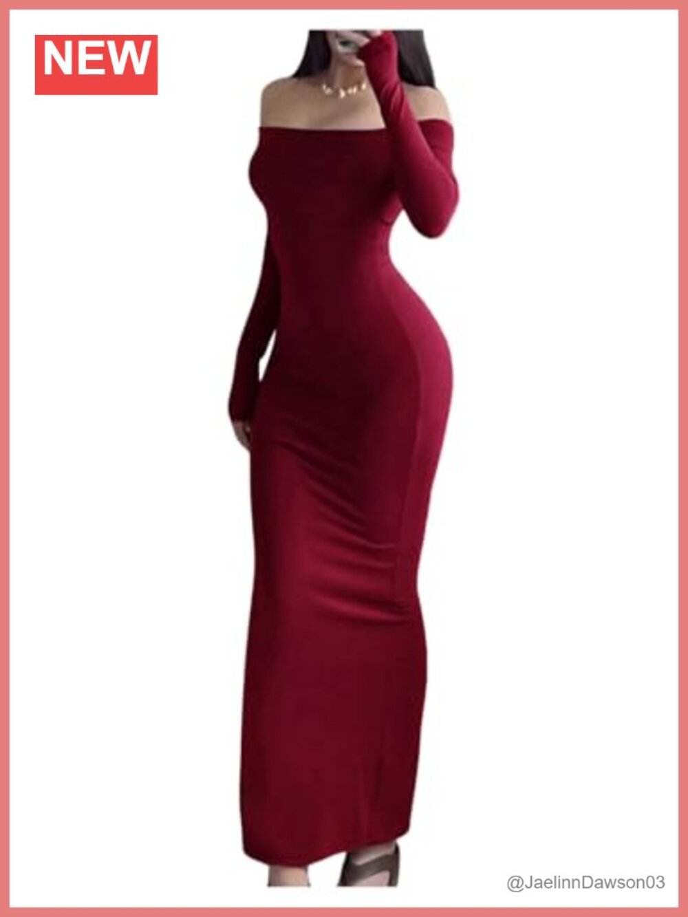 Off Shoulder Long Sleeve Slim Fit Bodycon Maxi Dress Wedding Guest